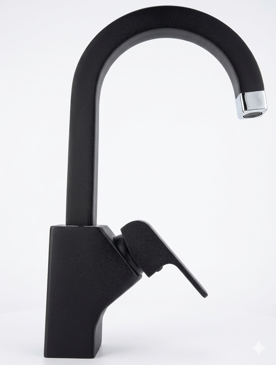 ORKA MİX KUĞU LAVABO BATARYASI SİYAH